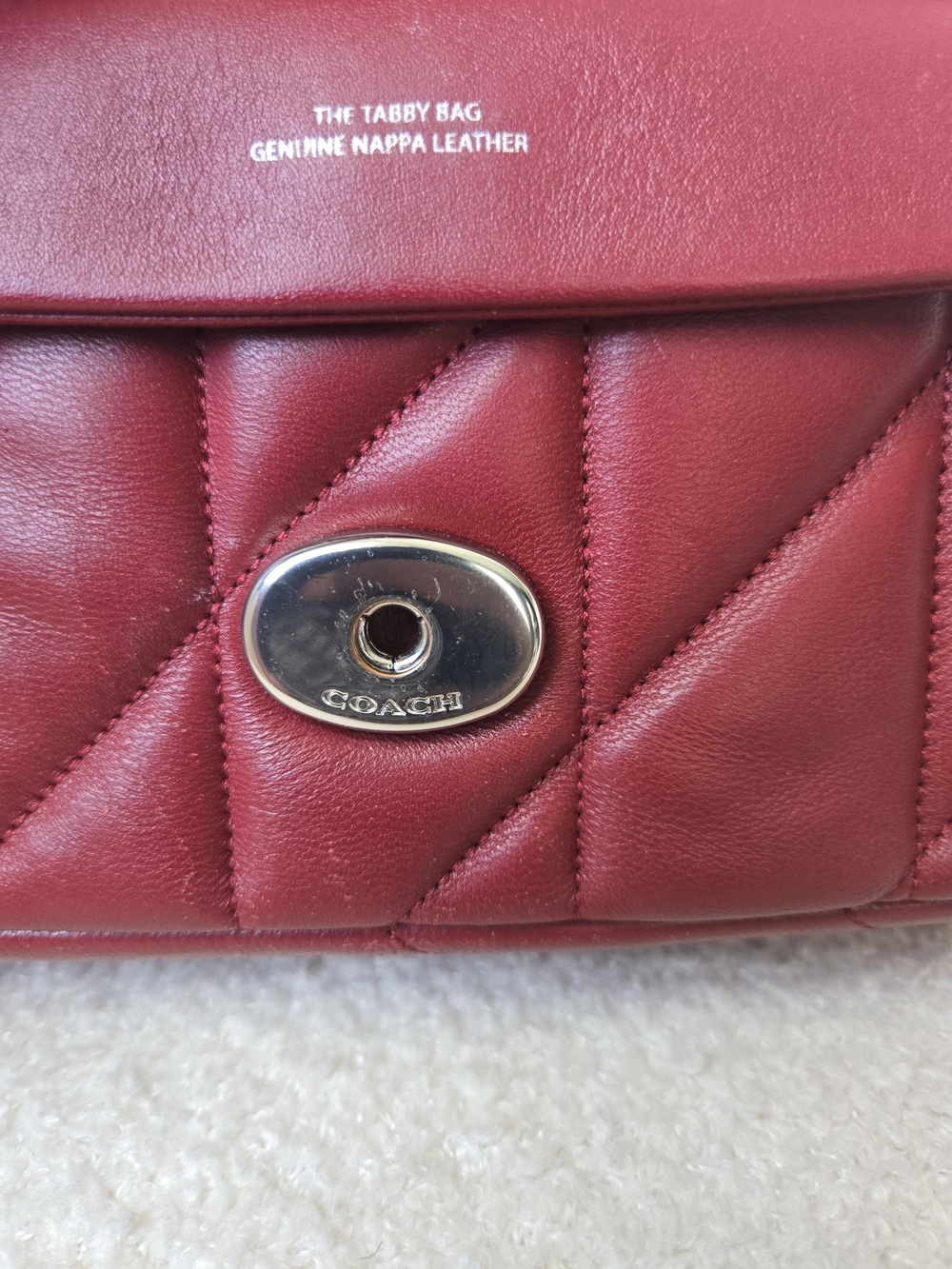Coach Quilted Tabby 20 Red Leather Shoulder Bag with Chain Strap - Picture 11 of 11
